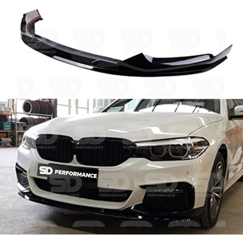 For BMW G30 5 Series Front Lip with Splitter Gloss Black M Sport 4-door Seda 76